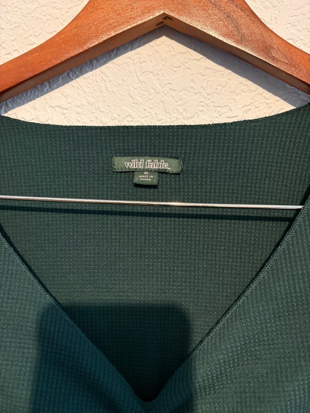 wild fable Dark Green Ribbed V-Neck Long Sleeve Top - Picture 3 of 3